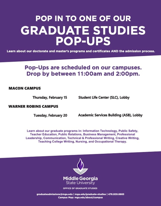 Graduate Studies Pop Ups flyer.